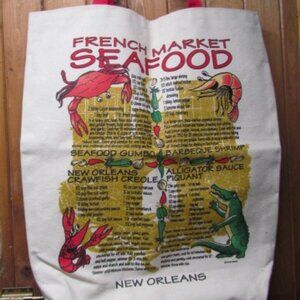 New Orleans French Market X-long 22"L x 18"W NEW Grocery Travel Bag Tote Canvas